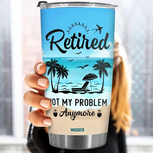 Vista 4 de WHIDOBE Regalo para la jubilación – Regalos de jubilación – Jubilado no es mi problema más – Taza de jubilado para hombres, mujeres, papá, mamá
