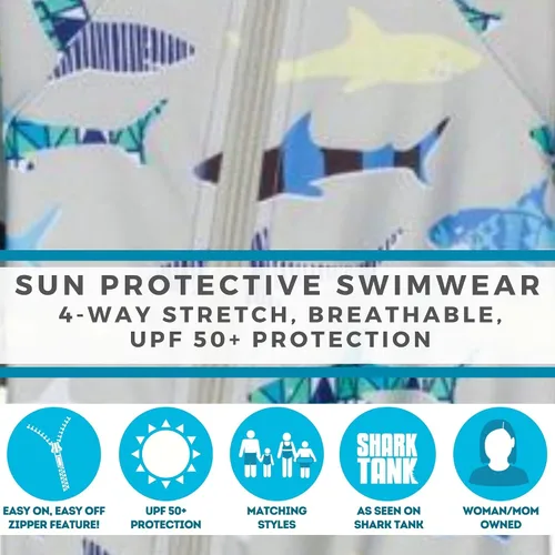 Vista 6 de SwimZip - Traje de baño de manga larga para niño, con protección UPF 50+