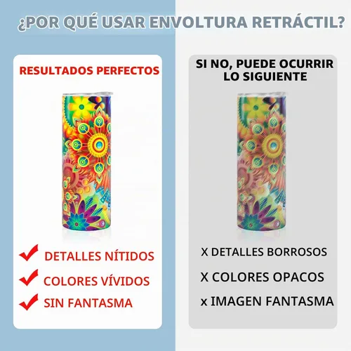 Vista 3 de HTVRONT Envoltura Retráctil para Vasos de Sublimación 5X10 Pulgadas - 100 Piezas Fundas de Envoltura Retráctil para Sublimación, Película de 100PCS