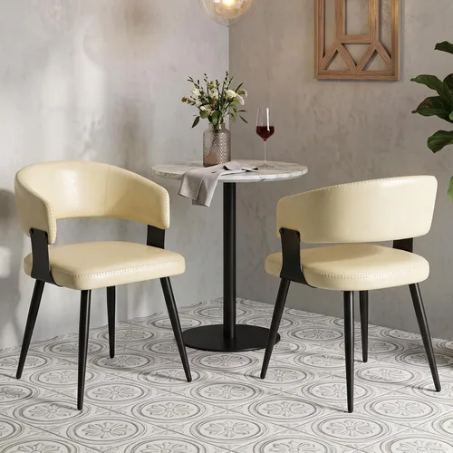 Vista 18 de Juego de 2 sillas de comedor, modernas sillas de cocina de piel