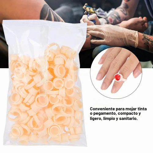 Vista 4 de 100 anillos de pigmento de maquillaje, taza de silicona para cejas, anillos de tinta para arte de uñas, para microblading para cejas, labios