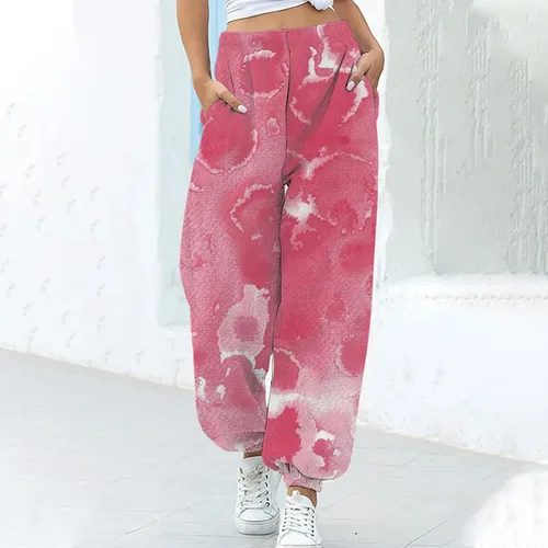 Vista 2 de Stylish Print Baggy Sweatpants Womens High Waist Jogger Sweat Pants Casual Wide Leg Track Pant Lounge Trousers