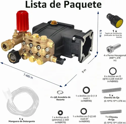 Vista 9 de 3300 PSI Pressure Washer Pump, 3.0 GPM, 3/4" Shaft Replacement Pump 2500-3300 psi Restore Cleaning Power • Fits 5–8HP Engines • Brass Head •