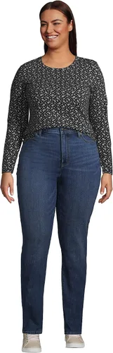 Vista 4 de Lands' End Camiseta de manga larga, cuello redondo y holgada, de algodón Supima, para mujer