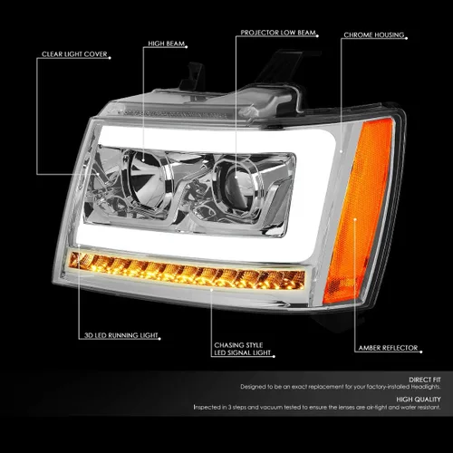 Vista 2 de Auto Dynasty - Juego de faros delanteros LED DRL compatible con 2007-2014 Chevy Tahoe Suburban Avalanche, lámparas de proyector para lado