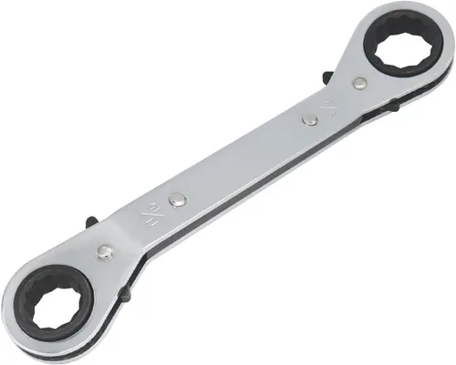 Vista 9 de Llave de trinquete universal reversible de 1/2-9/16 pulgadas, extremo de caja imperial de doble desplazamiento, acero Cr-V cromado mate, resistente