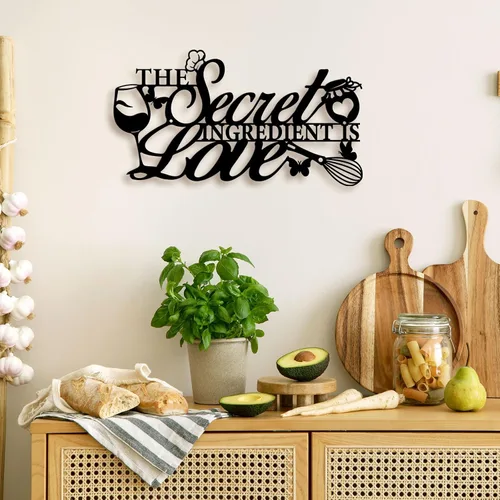 Vista 5 de Letrero de metal con texto en inglés "The Secret Ingredient is Love", decoración de pared de granja, comedor, cocina, regalo de inauguración