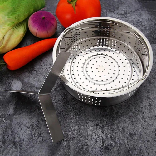 Vista 5 de Cesta de vapor de verduras de acero inoxidable, juego de estante de vapor
