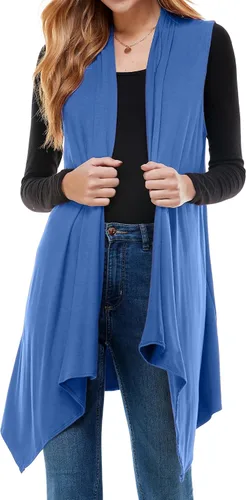 Vista 6 de Azules Sleeveless Cardigan for Women, Soft Lightweight Duster Open Front Sleeveless Long Cardigan Vest