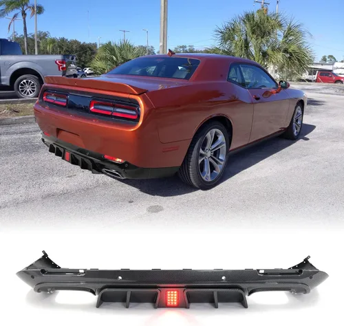 Vista 14 de FREEMOTOR802 Difusor Trasero Compatible con Dodge Challenger 2015-2023, Impresión de Fibra de Carbono PP Moldura de Parachoques Trasero Labio