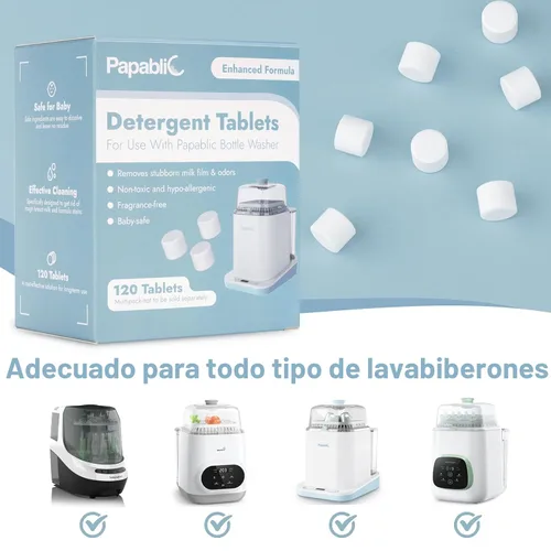Vista 6 de Papablic 120 tabletas de jabón de detergente oficiales y esterilizador y secadora de biberones