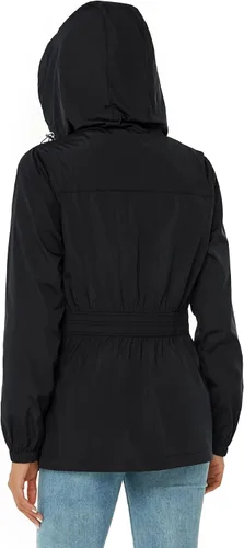 Vista 6 de Avoogue Chaqueta impermeable para mujer, ligera, plegable, con capucha, rompevientos con bolsillo activo
