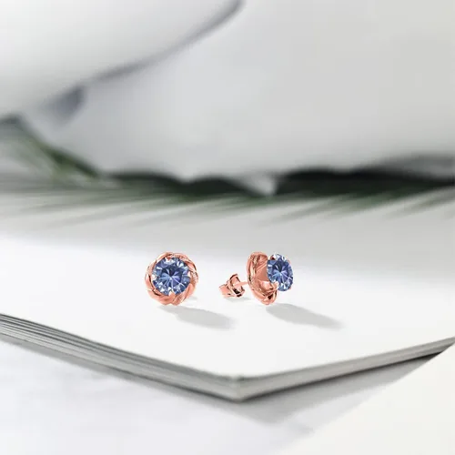 Vista 453 de Gem Stone King Aretes de plata de ley 925 de 0.236 in con piedra natal redonda para mujer