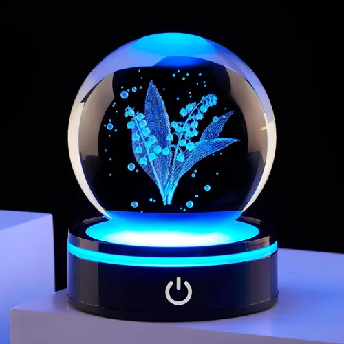 Vista 14 de Estatua de bola de cristal 3D, regalo de bola de vidrio del océano femenino, adecuada para amigas y amigos masculinos, graduados, amigos, colegas