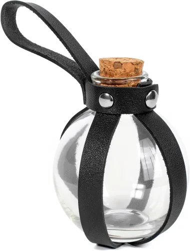 Vista 12 de SUMGOGO Botella mágica oscura de poción de corcho para Halloween, cosplay, feria Ren, accesorios de bruja, accesorios de disfraz, vaso redondo