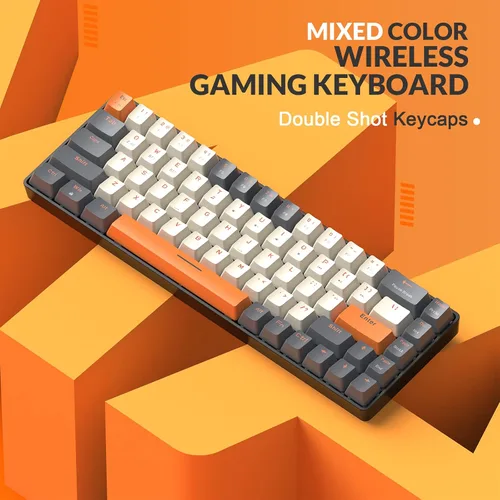 Vista 3 de MAGIC-REFINER RK68 - Teclado mecánico inalámbrico 60 Bluetooth 5024GHz con receptor 2 en 1 de modo dual teclado compacto de 68 teclas