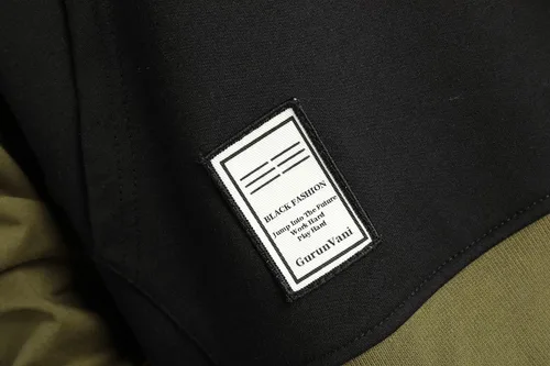 Vista 6 de GURUNVANI Sudadera con capucha de color de contraste para hombre Sudaderas con capucha de patchwork