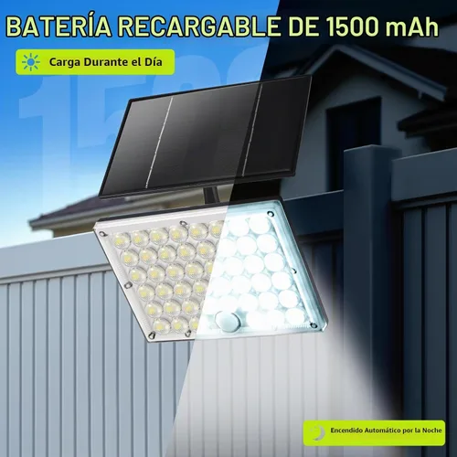 Vista 6 de Pack de 2 luces solares con 184 LED para exteriores, con sensor de movimiento, luces solares de pared impermeables al aire libre con 3 modos