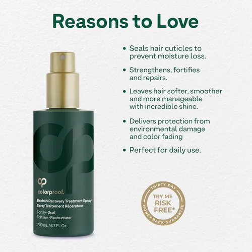 Vista 4 de Colorproof Baobab Spray de tratamiento capilar de 6.7 onzas líquidas, spray de recuperación de cabello, Baobab Fruit Spray para cabello dañado