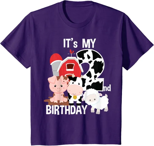 Vista 64 de Camiseta para fiesta de 2 años con texto en inglés "It's My 2nd Birthday", Negro