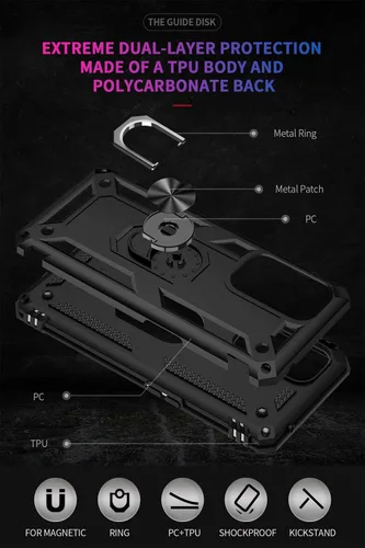 Vista 4 de ADDIT OnePlus 9 Pro - Funda para OnePlus 9 Pro, con anillo de soporte, soporte ajustable, grado militar, protección resistente, a prueba de golpes
