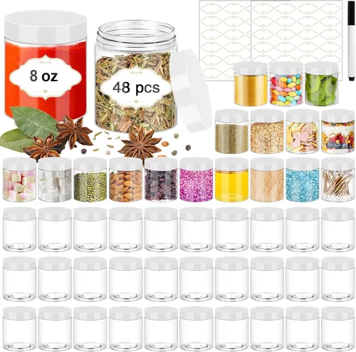 Vista 50 de PeacePeo Tarros de plástico con tapas, recipientes de slime de 4 onzas, 72 frascos de plástico transparente vacíos, recipientes de cosméticos
