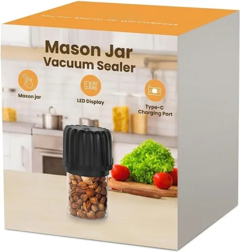 Vista 10 de Kits de sellado al vacío de tarros Mason eléctrico con tapas de boca ancha y regular 2026 Upgraded -80kpa Automatic Vacuum Pump 2500mAh Battery