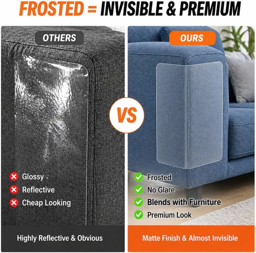Vista 2 de Protector de muebles para arañazos para gatos, paquete de 12 – [no reflectante] protectores de sofá mate esmerilados, cinta adhesiva invisible
