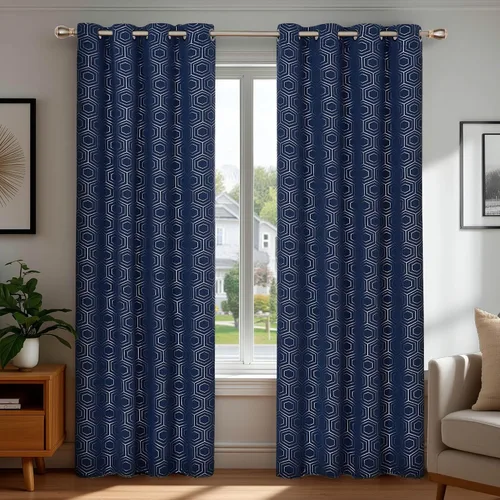 Vista 15 de Deconovo - Cortinas opacas para dormitorio y sala de estar, con aislamiento térmico, cortinas oscuras para habitación, geométricas, con ojales