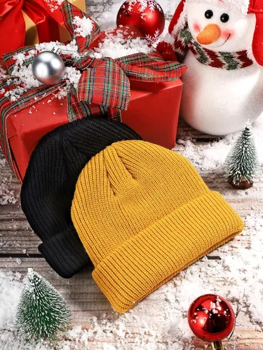 Vista 4 de SATINIOR Gorro de pescador de invierno de 2 piezas, gorro de arrastrero, con borde enrollable, gorro unisex