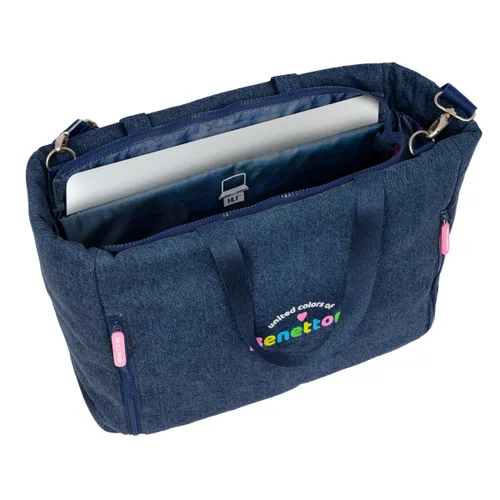 Vista 3 de Bolso Benetton Denim Azul 40 x 31 x 17 cm