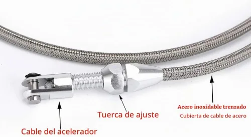 Vista 4 de Kit de cable de acelerador LS trenzado de acero inoxidable de 36", cable de acelerador ajustable compatible con motor Chevrolet/Chevy LS1 97-07 4.8L