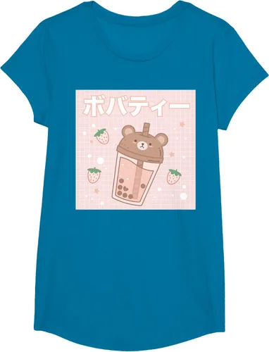 Vista 38 de Camiseta estética Kawaii con diseño de oso lindo y té con leche burbuja, talla S Blanco