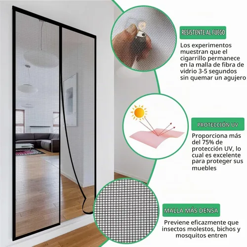 Vista 4 de RELIANCER Pantalla Magnética de Puerta de Fibra de Vidrio, Se Ajusta a Puerta de Tamaño 30"x78", Malla de Puerta de Cierre Automático con Imanes