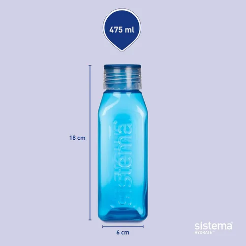 Vista 5 de Sistema Botella cuadrada apilable sin BPA, varios colores, 16.1 fl oz