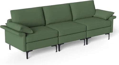 Vista 23 de Giantex Juego de 2 sofás individuales, silla decorativa, con cómodo cojín de 5 pulgadas, reposabrazos con cremallera, patas de acero, sillón de sala