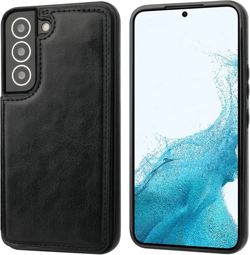 Vista 3 de ONETOP - Funda tipo cartera para Samsung Galaxy S22 con tarjetero, color negro Kickstand,ID/Cash Holder,Case Wallet with Card Slots,Double