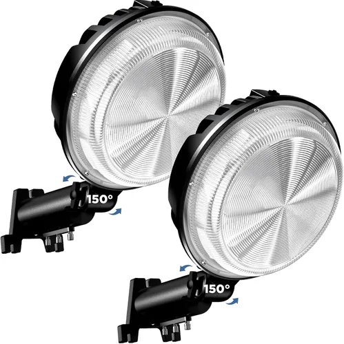 Vista 8 de Luz LED de granero, 150 W, 20000 lúmenes, iluminación exterior del atardecer al amanecer con fotocélula de ángulo ajustable, luz diurna de 6500 K