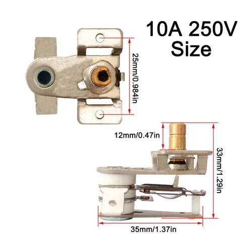Vista 2 de AC 250V 10-16A Interruptor de temperatura Termostato bimetálico de calefacción con perilla para dispositivos de calefacción eléctrica (10A)