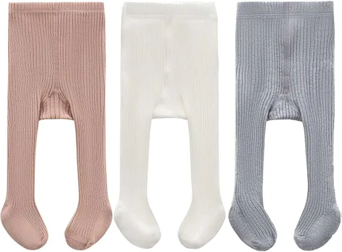 Vista 15 de CECORC - Mallas para niñas bebé, mallas para niñas pequeñas con punto trenzado, gruesas, de algodón, pantimedias para bebé, 1-10T Paquete de 2