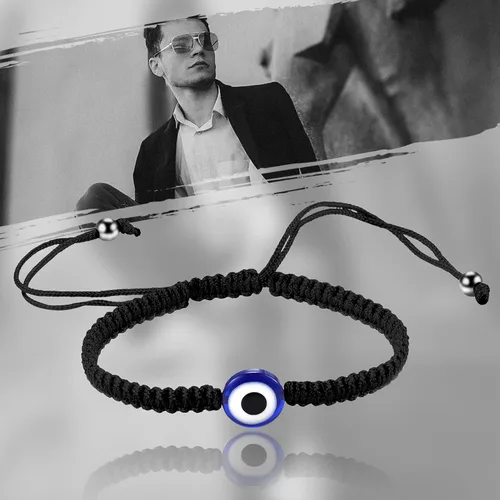 Vista 8 de 3 unidades2 pulseras azules contra el mal de ojomano Hamsa mal de ojo hecho a mano, cuerda trenzada ajustable Ojo pulsera elástica con dije