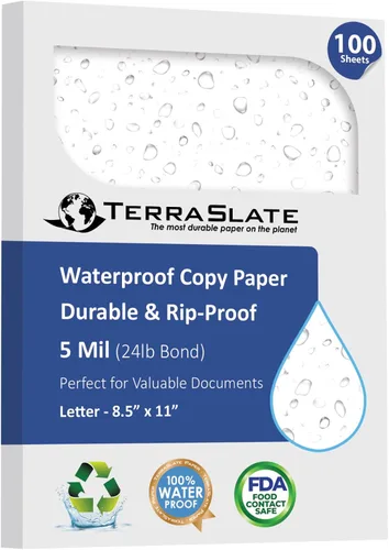 Vista 8 de Papel de copia TerraSlate para impresora láser impermeable, resistente a la lluvia, 5 mil, 8.5x11 pulgadas, 25 hojas