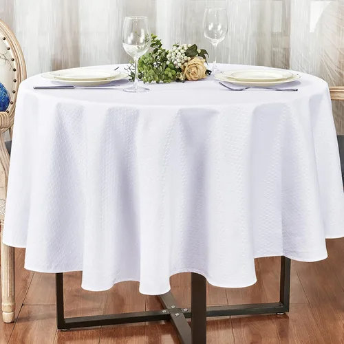 Vista 35 de Mantel redondo de poliéster resistente al agua y las manchas, lavable, mantel de tela para mesa de cocina y comedor