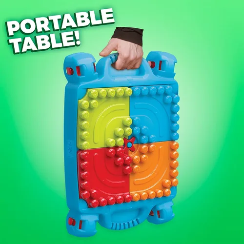 Vista 5 de Mega BLOKS First Builders - Bolsa de construcción grande rosa + mesa Build 'n Learn, paquete de juego de construcción, 110 piezas, juguetes