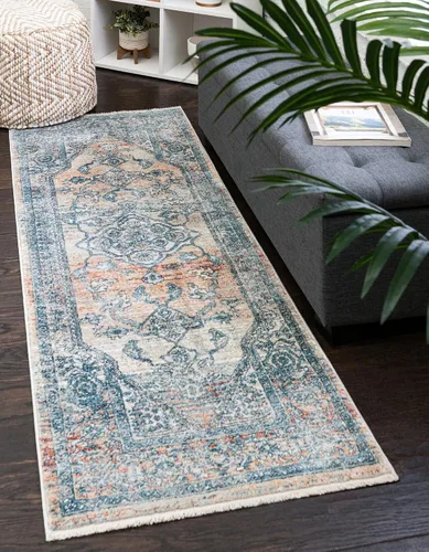 Vista 14 de Unique Loom Newport Collection - Alfombra de área ocre (2' x 3' 11", azul/marrón claro)