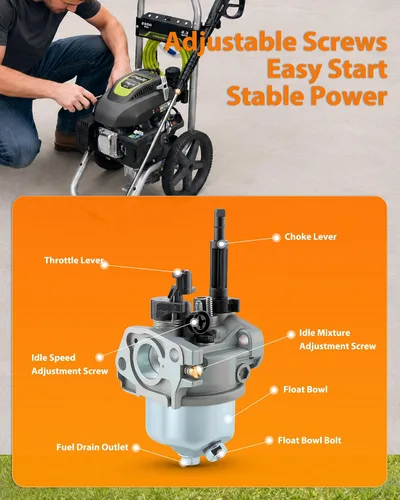 Vista 4 de MOTOALL Carburador para lavadora a presión Ryobi RY802900 2900 PSI
