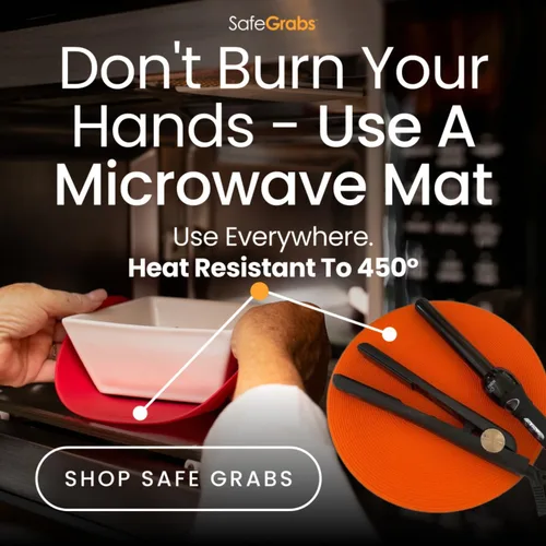 Vista 5 de Safe Grabs: Tapete original para microondas visto en Shark Tank Protector contra salpicaduras, salvamanteles, almohadilla térmica, soporte