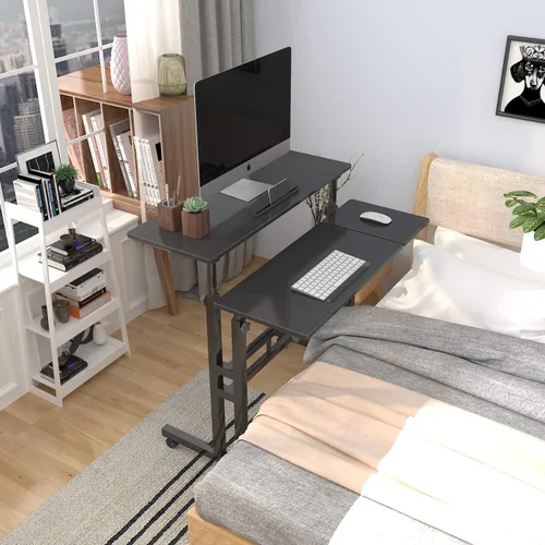 Vista 3 de SogesHome Mesa de escritorio ajustable para computadora portátil de 31.5 pulgadas, bandeja de carrito de escritorio con soporte para computadora