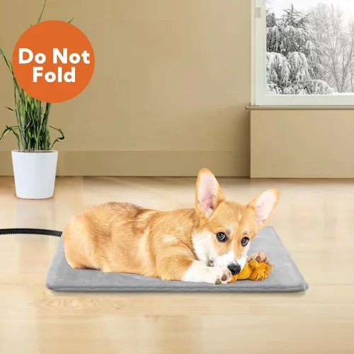 Vista 8 de Almohadilla de Calefacción para Perros al Aire Libre para Cama Calentada para Perros, Almohadilla Térmica para Mascotas con Funda Suave, Cable Gris