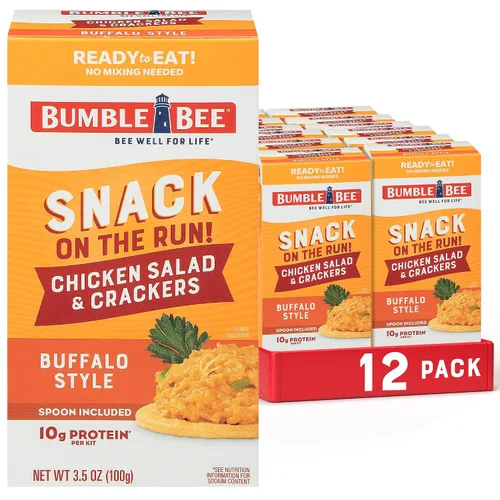 Vista 23 de Bumble Bee Snack on the Run BBQ - Kit de ensalada de pollo con galletas, 3.5 onzas, lista para comer, cuchara incluida, aperitivo de proteína